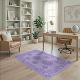 Purple Ornate Purple Floral Mandala Area Rug