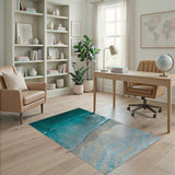 Ocean Wave Blue Teal Coastal Rug