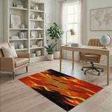 Fiery Orange Flame Abstract Area Rug