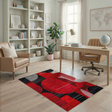 Abstract Bold Red Geometric Abstract Area Rug