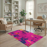 Vivid Pink Abstract Area Rug