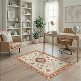 Red Floral Medallion Traditional Area Rug