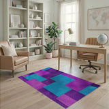 Purple Teal Geometric Patchwork Area Rug