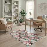 Pink Teal Abstract Coral Reef Area Rug