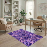 Purple Floral Swirl Medallion Area Rug