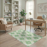 Whimsical Green Cartoon Cabbage Faces Area Rug