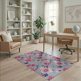 Floral Vintage Pink Peony Floral Area Rug