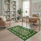 Green Floral Vintage Green Shamrock Clover Area Rug