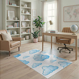 Whimsical Blue Cartoon Clouds Area Rug