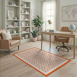 Orange Bold Orange Geometric Grid Area Rug