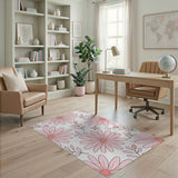 Floral Vintage Blush Pink Daisy Floral Area Rug