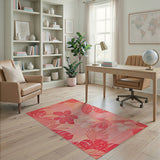 Blush Pink Hibiscus Palm Leaf Area Rug