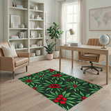 Lush Green Leaves with Vibrant Red Berry Area Rug