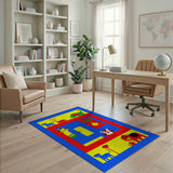 Playful Pixel Zoo Kids Cartoon Rug