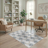 Modern Grey Swirl Hexagon Area Rug