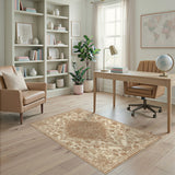 Brown and Tan Brown Floral Vintage Area Rug