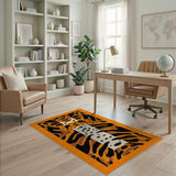 Bold Orange Tiger Face Area Rug