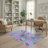 Kawaii Purple Ice Cream Cone Kids Area Rug