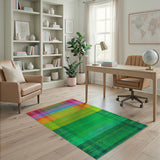 Vibrant Rainbow Plaid Area Rug