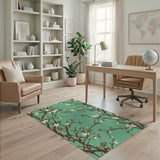 Teal Blossom Branch Washable Area Rug