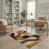 Abstract Curved Geometric Modern Area Rug