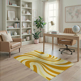 Flowing Yellow Wave Abstract Area Rug