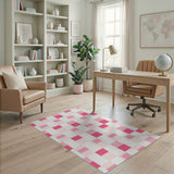 Pink Geometric Mosaic Area Rug