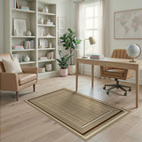 Brown Tan Multi-Border Plaid Area Rug