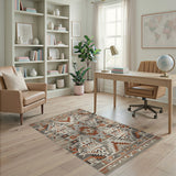 Southwestern Geometric Area Rug in Rust Grey
