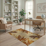 Cream Fern Frond Blossom Area Rug