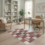 Modern Pink Geometric Grid Area Rug