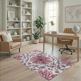Blush Pink Floral Vine Area Rug
