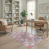 Modern Pink Grey Geometric Area Rug