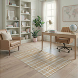 Beige Tan Gingham Plaid Area Rug