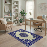 Traditional Persian Blue and Teal Navy Blue Mandala Persian Area Rug
