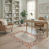 Ornate Red Floral Border Persian Area Rug