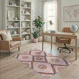 Pink Bell Rainbow Geometric Area Rug