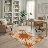 Radiant Orange Sunburst Geometric Rug