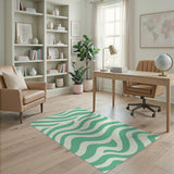 Mint Green Wavy Coastal Area Rug