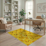Cheerful Yellow Smiley Faces Daisy Area Rug