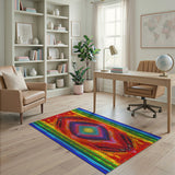 Vibrant Rainbow Geometric Diamond Area Rug