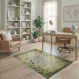 Lush Green Botanical Arch with Butterflies Area Rug