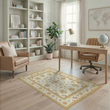Elegant Cream Gold Floral Persian Area Rug