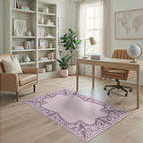 Pink Pink Ornate Floral Frame Area Rug