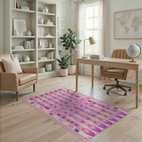 Whimsical Pink Easter Bunny Egg Cross-Stitch Rug