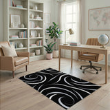 Abstract Area Black White Swirl Abstract Area Rug