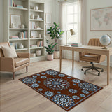 Intricate Blue Mandala Floral Area Rug