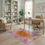 Vibrant Geometric Sunburst Multi-Color Area Rug