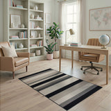 Geometric Modern Black and White Bold Black White Striped Geometric Rug