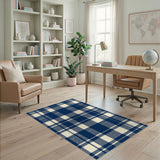 Navy Blue Checkered Area Rug